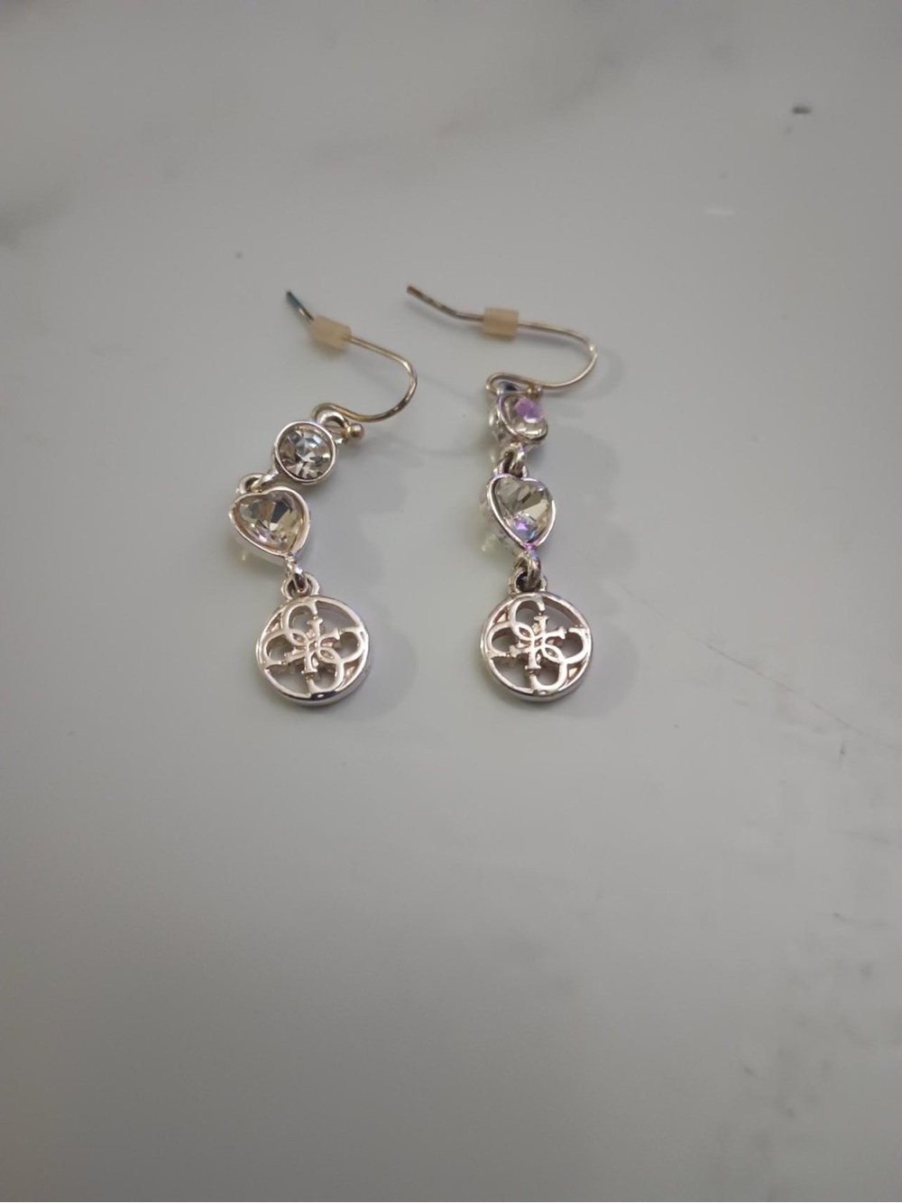 Sterling Silver Heart & Filigree Drop Earrings - Silver